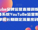 Youtube金牌运营直播训练营，国内最系统YouTuBe运营教学，掌握长期稳定流量密码